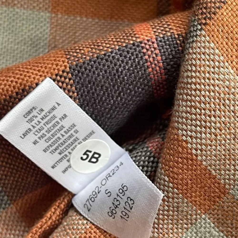 Bonobos Men's  Plaid Rust‎ Color Long Sleeve 100% Linen Anorak Size Small NEW